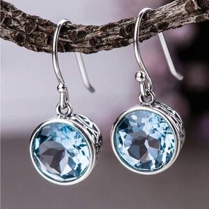 Elegant Silver and Blue Gemstone Earrings